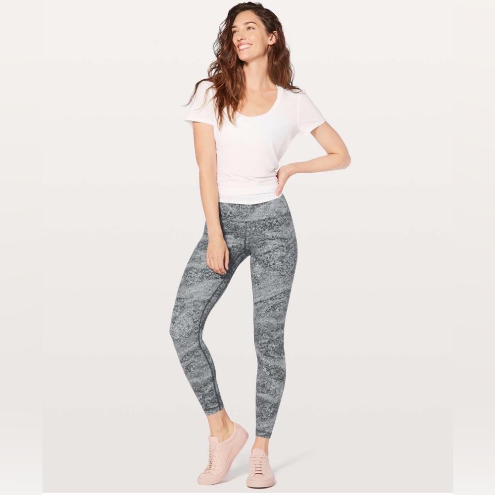 lululemon Athletica Gray Marble-Print High-Rise Leggings